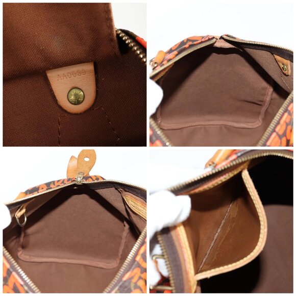 LOUIS VUITTON Monogram Graffiti Speedy 30 Hand Bag Orange - Picture 15 of 16